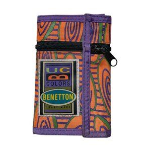 80s 90s Vintage United Colors of Benetton pattern wallet nylon Italy pouch.